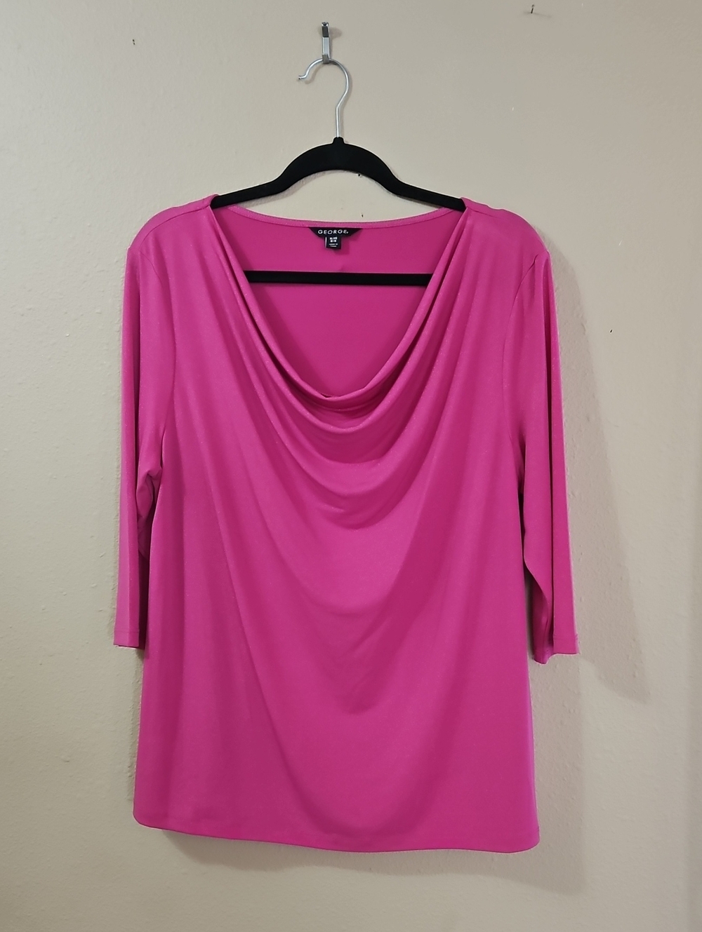 George Women's Draped Cowl Neck Blouse in Hot Pink